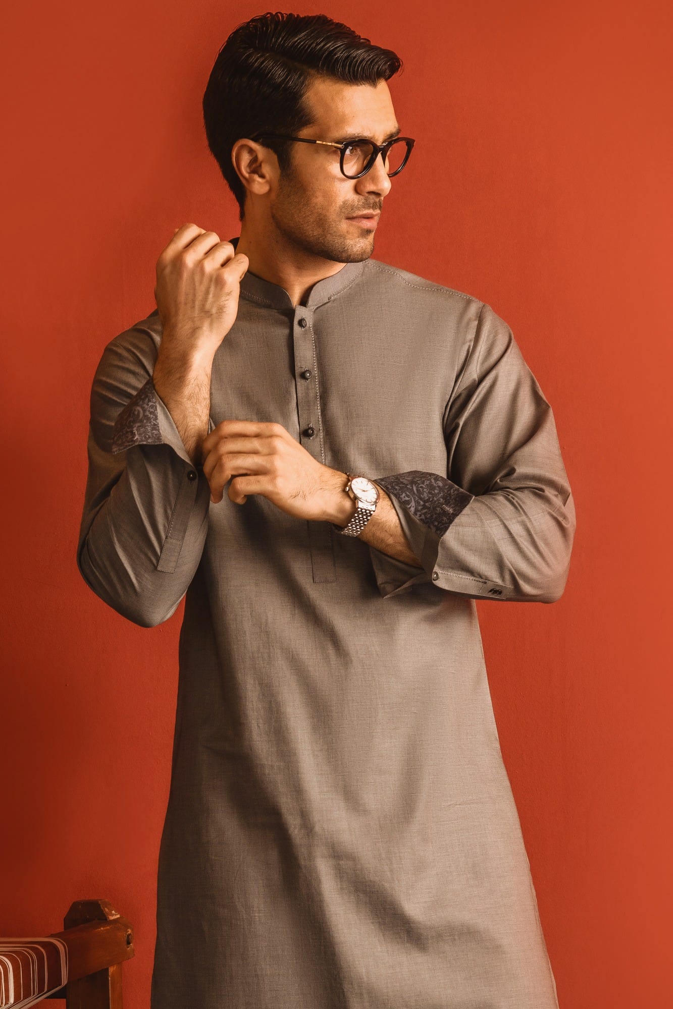 BELGIUM - GREY COTTON KURTA TROUSER