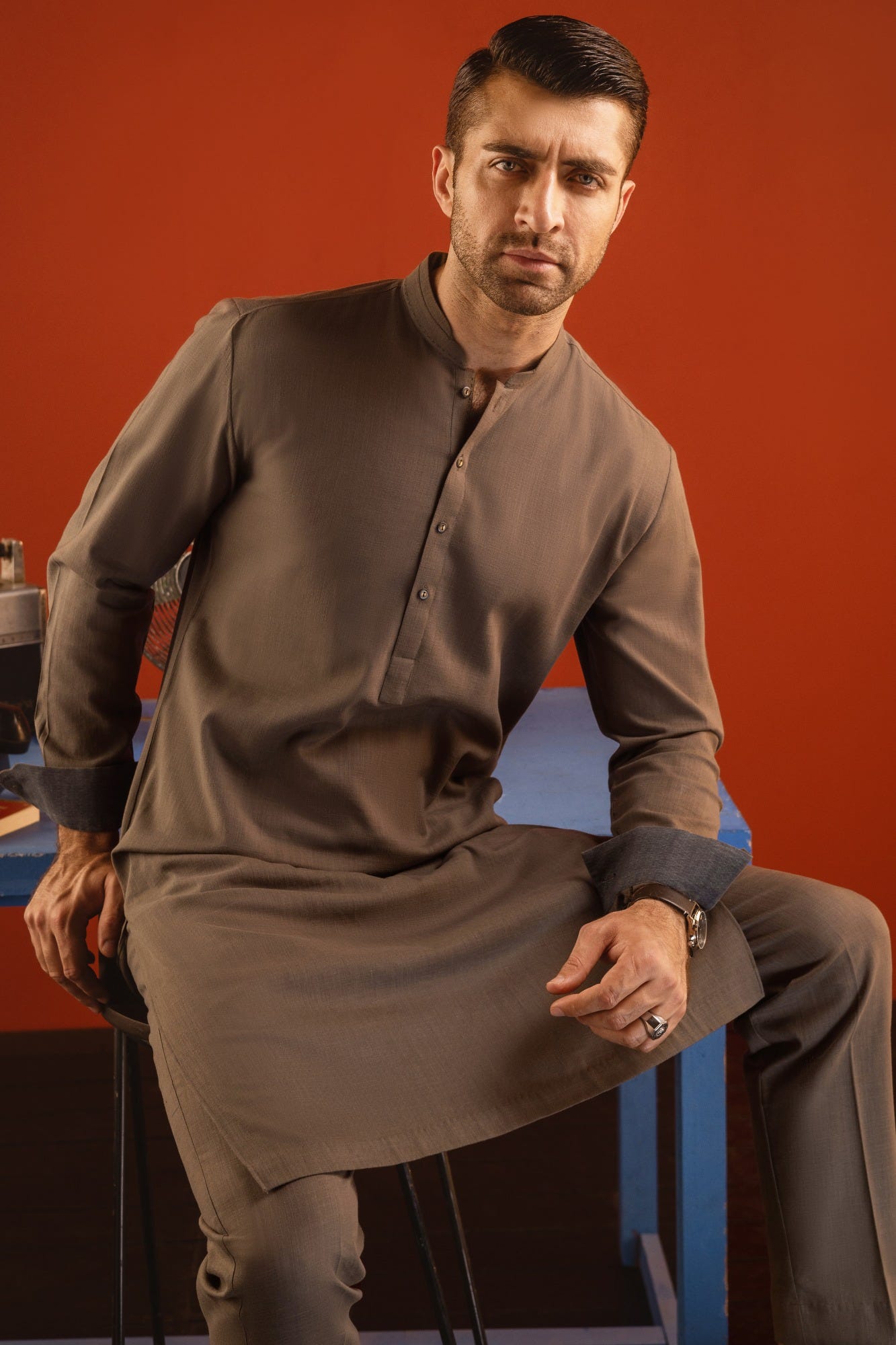 BERLIN - OLIVE GREEN COTTON KURTA TROUSER