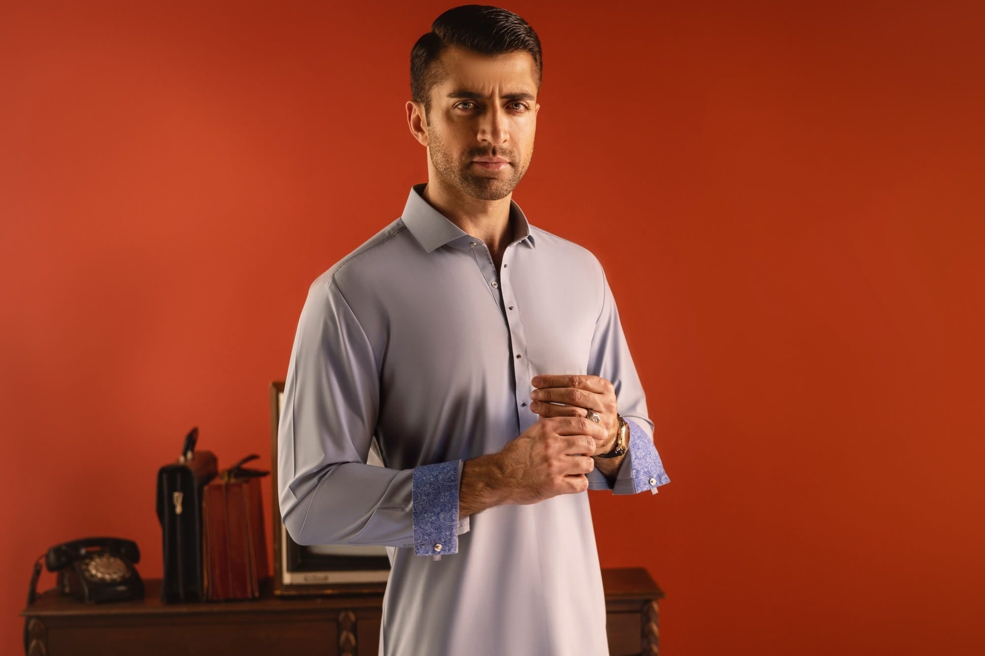 CAIRO - GREYISH BLUE BLENDED KAMEEZ SHALWAR