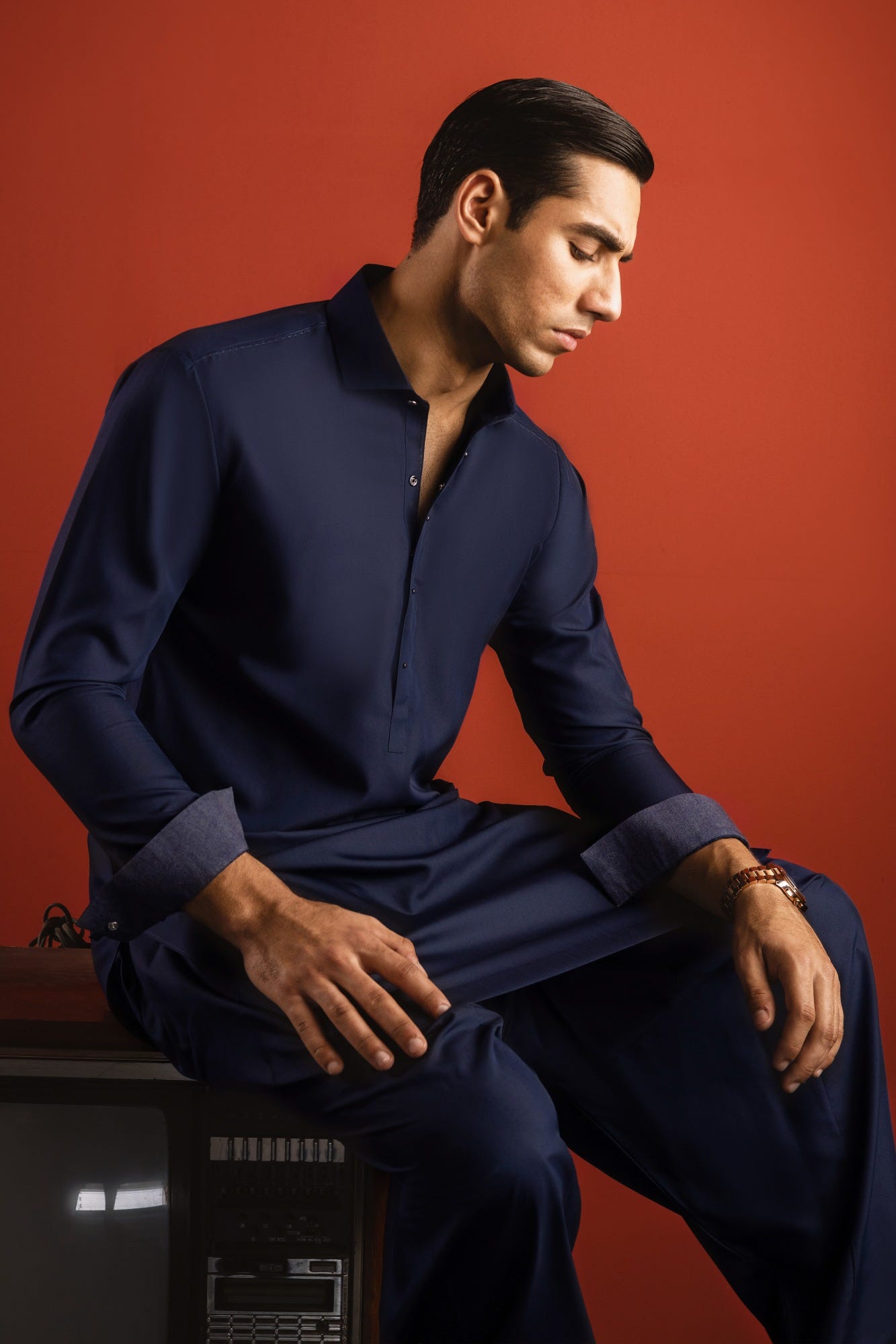CAIRO - NAVY BLUE BLENDED KAMEEZ SHALWAR