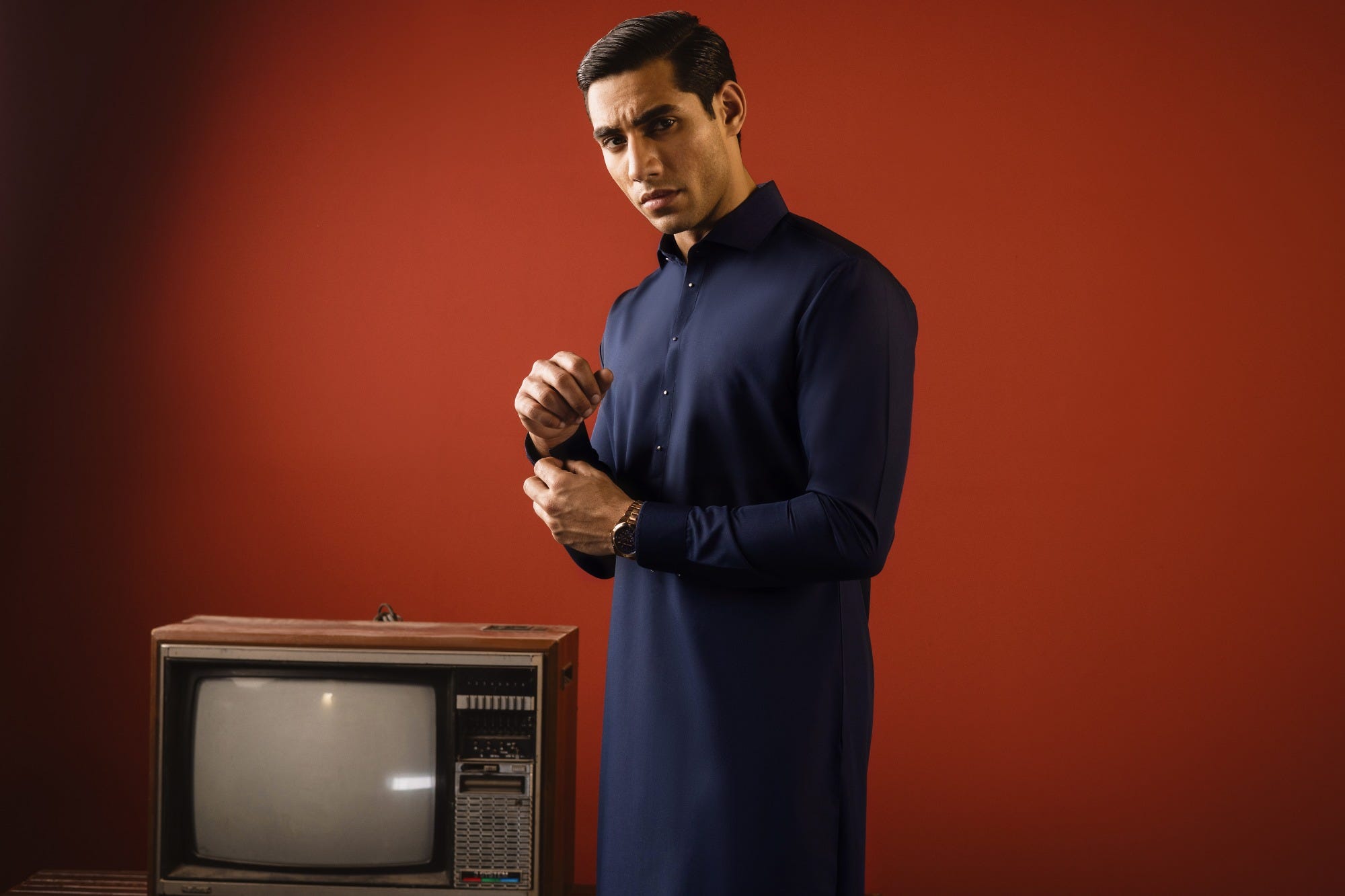 CAIRO - NAVY BLUE BLENDED KAMEEZ SHALWAR