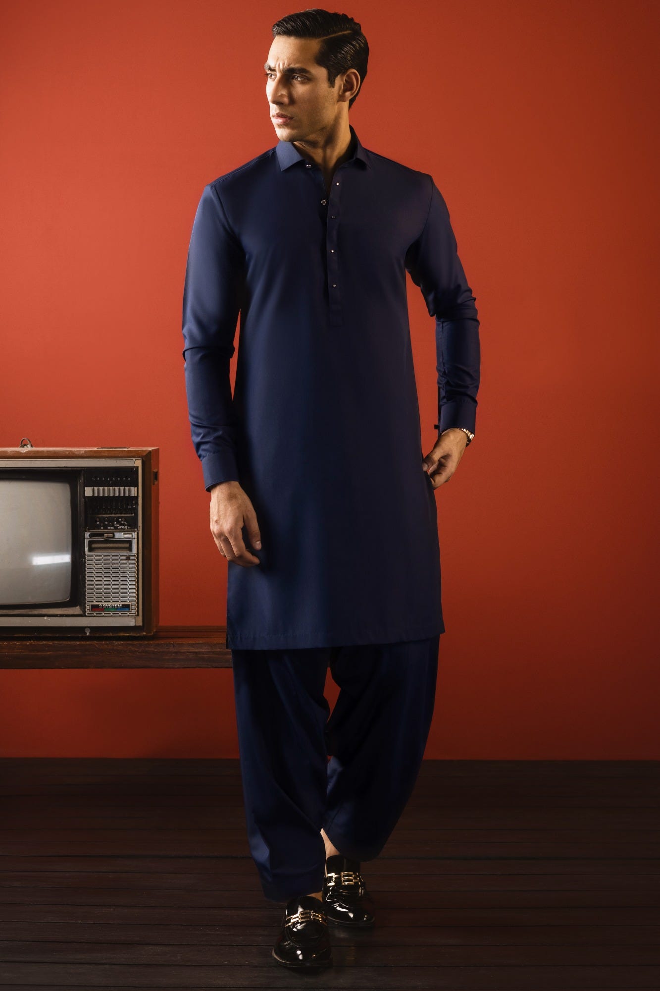 CAIRO - NAVY BLUE BLENDED KAMEEZ SHALWAR