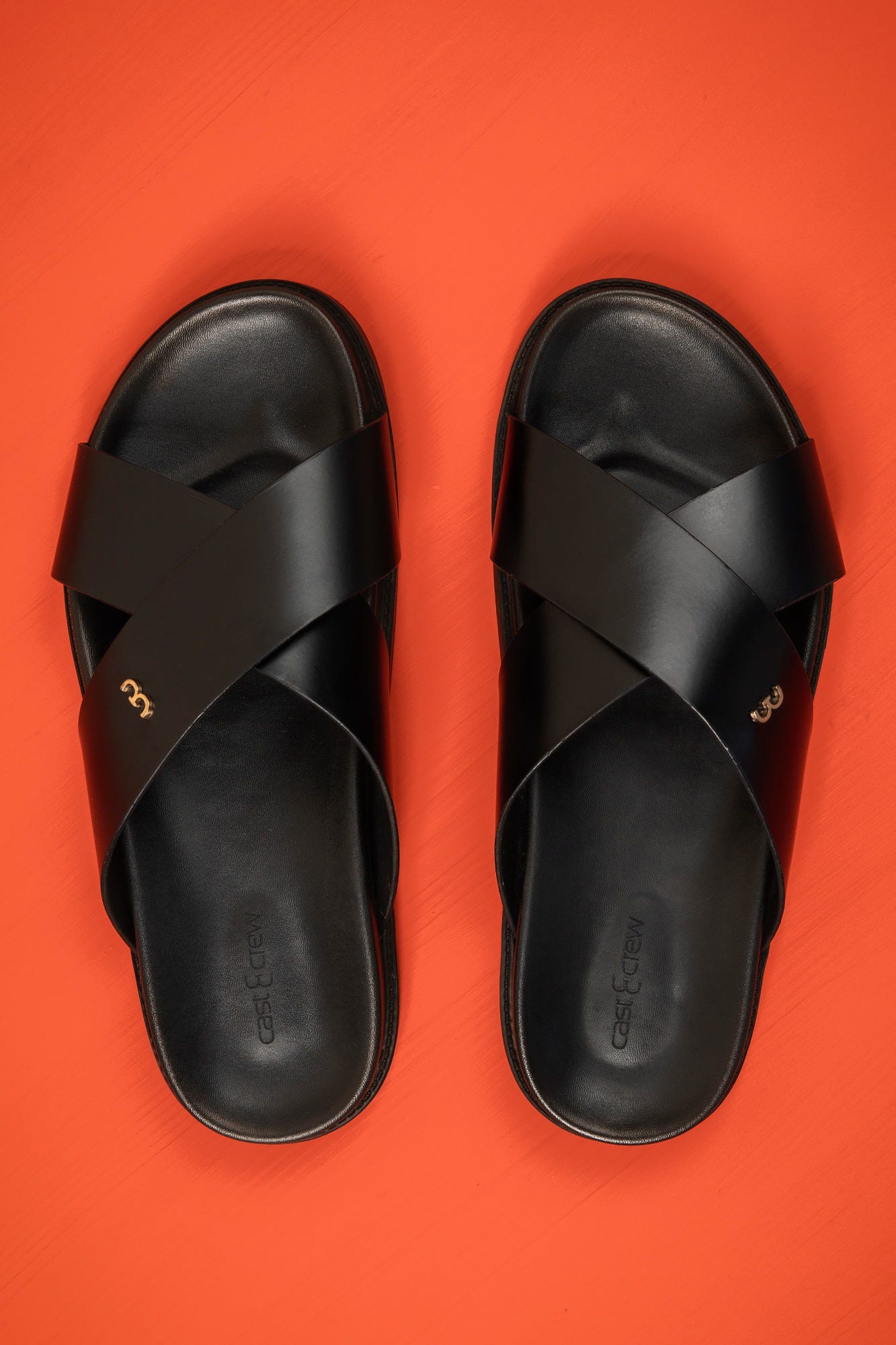 BLACK CROSSOVER LEATHER SANDALS | CCFW-MS-001