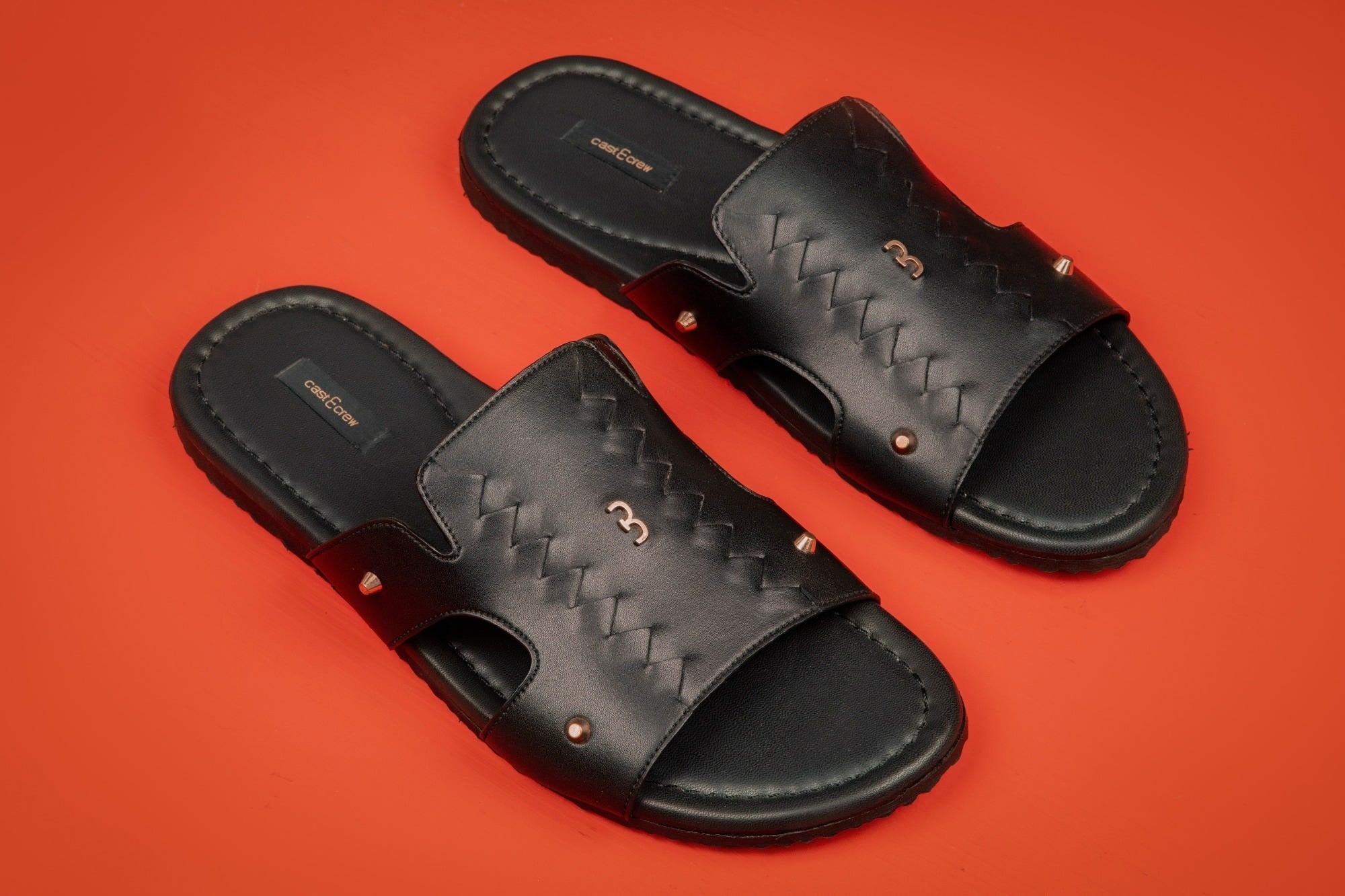 BLACK BRAIDED LEATHER SANDALS | CCFW-MS-003