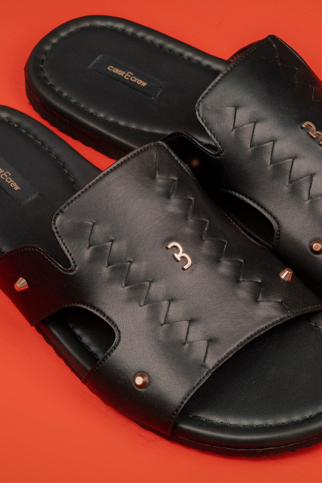 BLACK BRAIDED LEATHER SANDALS | CCFW-MS-003