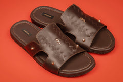 COFFEE BROWN BRAIDED LEATHER SANDALS | CCFW-MS-004