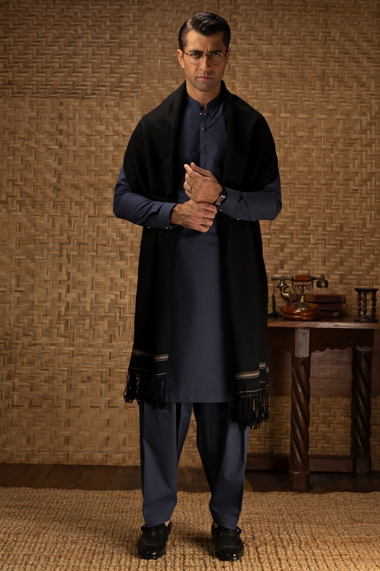 WOKING - DARK INDIGO COTTON EXCLUSIVE KAMEEZ SHALWAR