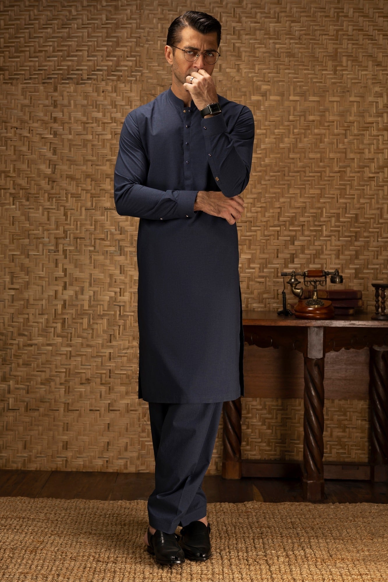 WOKING - DARK INDIGO COTTON EXCLUSIVE KAMEEZ SHALWAR