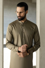 MOSSBURN - OLIVE COTTON EXCLUSIVE KAMEEZ SHALWAR