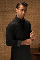 LODZ - BLACK COTTON EXCLUSIVE KAMEEZ SHALWAR