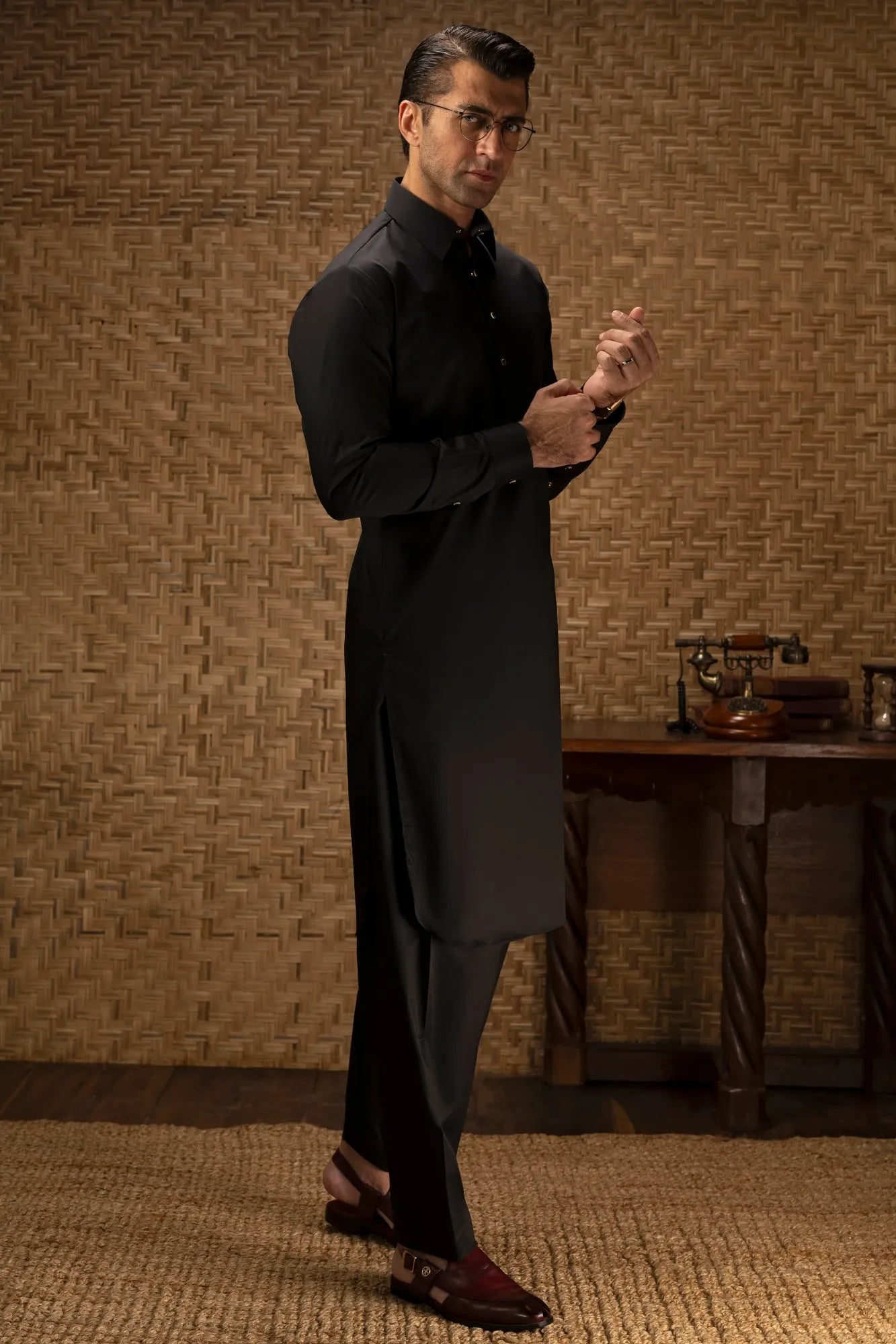 LODZ - BLACK COTTON EXCLUSIVE KAMEEZ SHALWAR