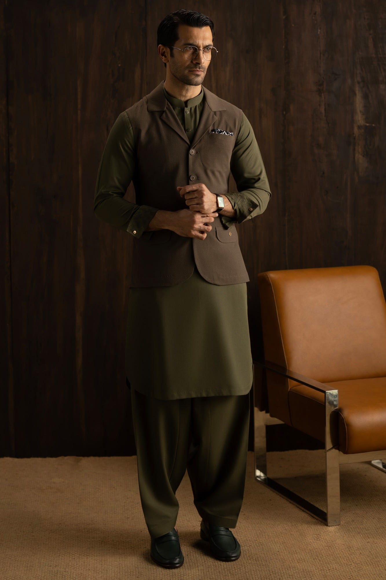 TIRANA - OLIVE EXCLUSIVE KAMEEZ SHALWAR
