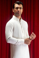 COLUMBUS - OFF WHITE BLENDED KAMEEZ SHALWAR