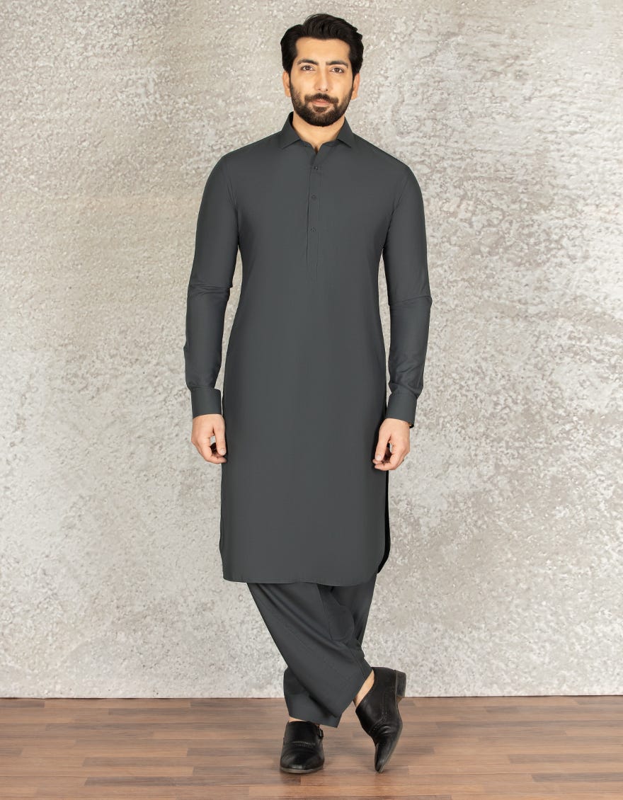 DULL GREEN BLENDED UNSTITCHED KAMEEZ SHALWAR FABRIC | JJMS-2047