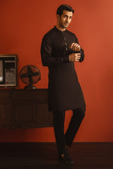 FINLAND - BLACK COTTON KURTA TROUSER