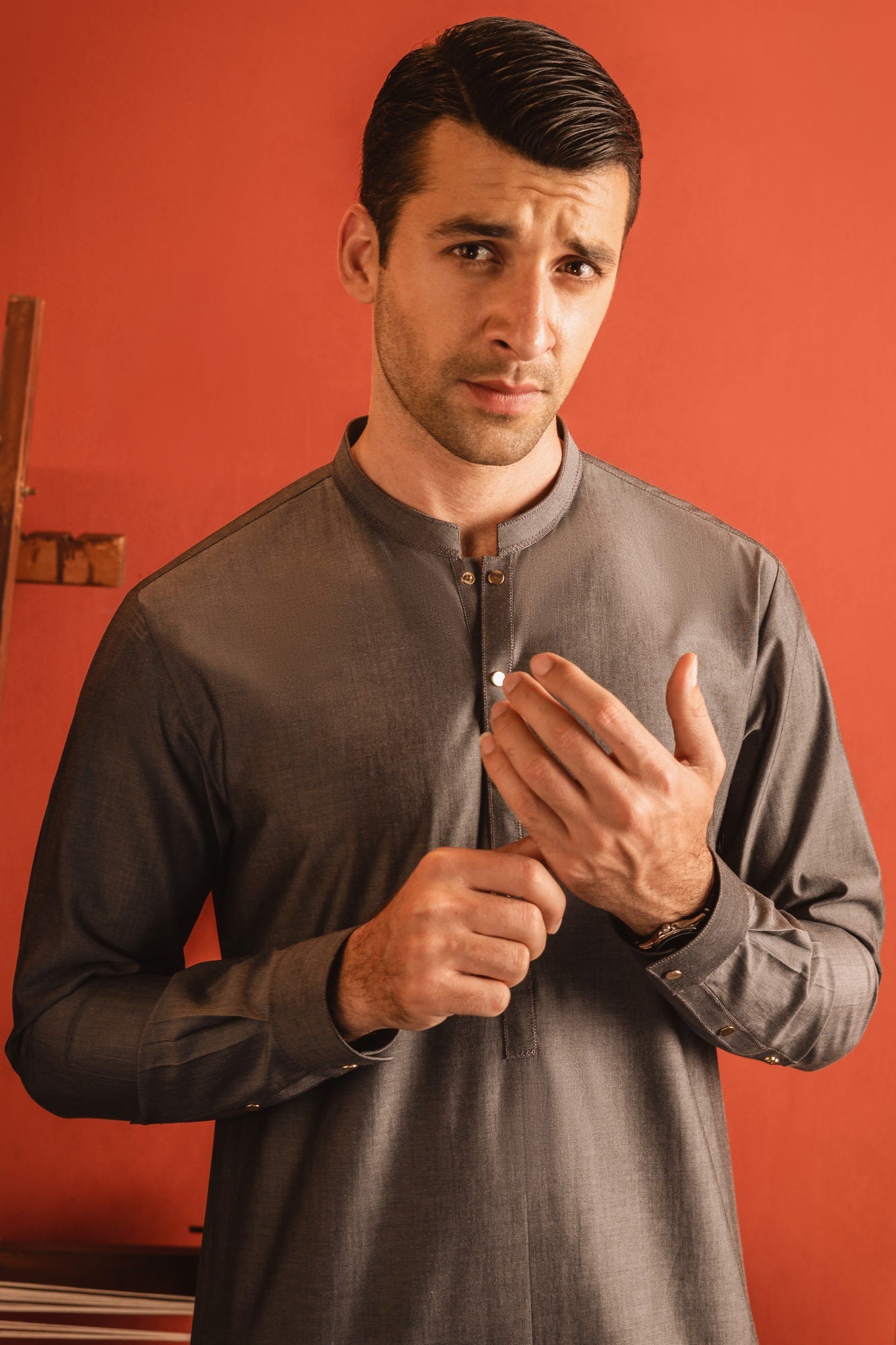 FINLAND - DARK GREY COTTON KURTA TROUSER