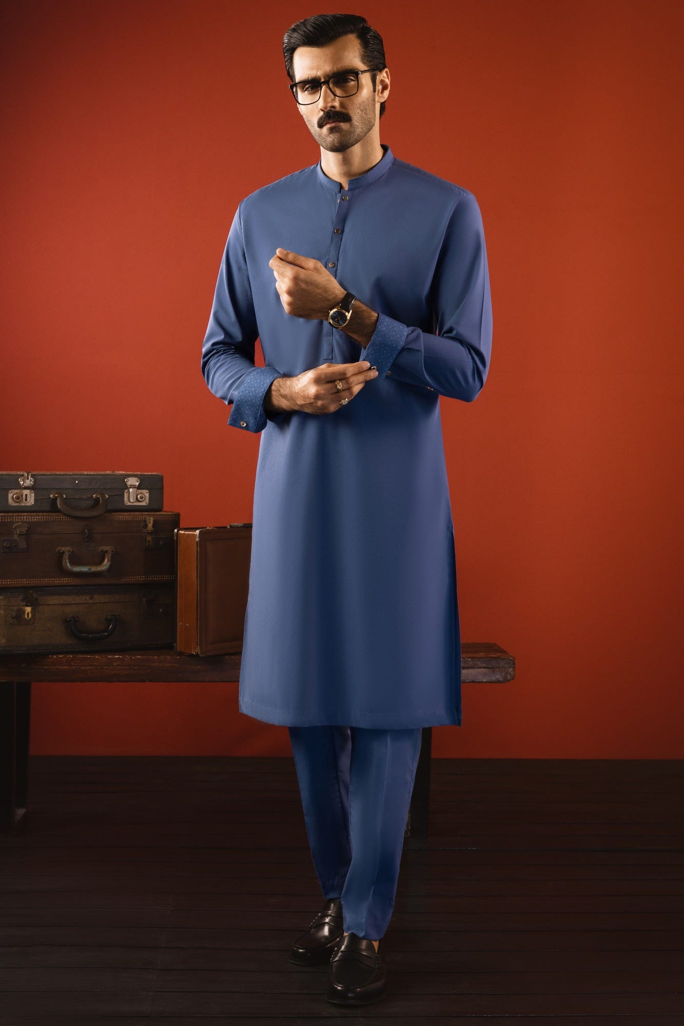 FINLAND - BLUISH GREY COTTON KURTA TROUSER