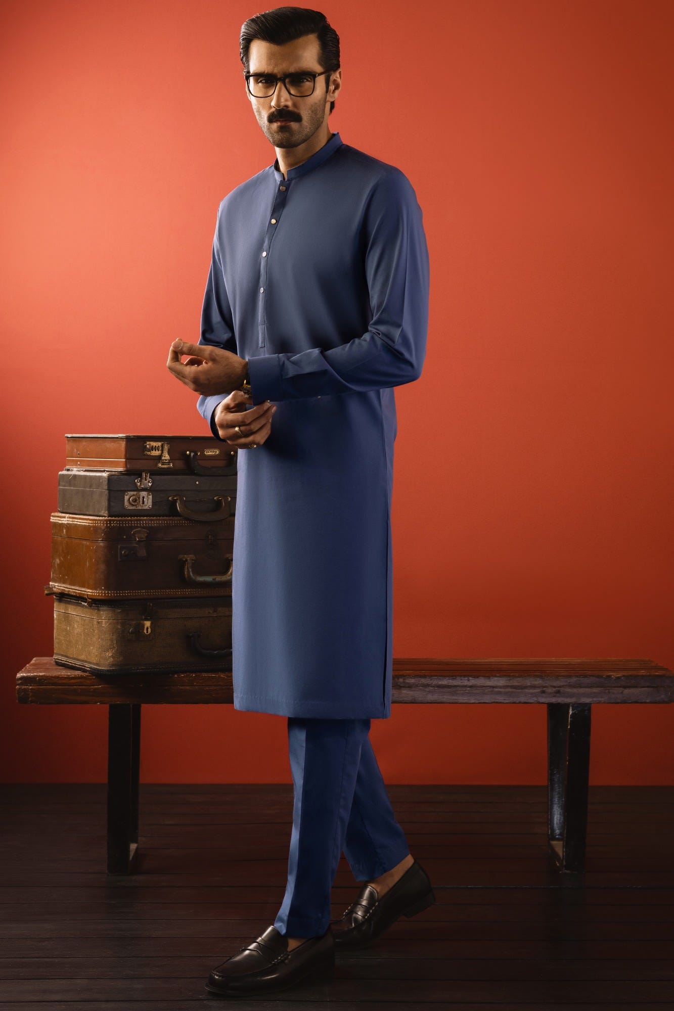 FINLAND - BLUISH GREY COTTON KURTA TROUSER