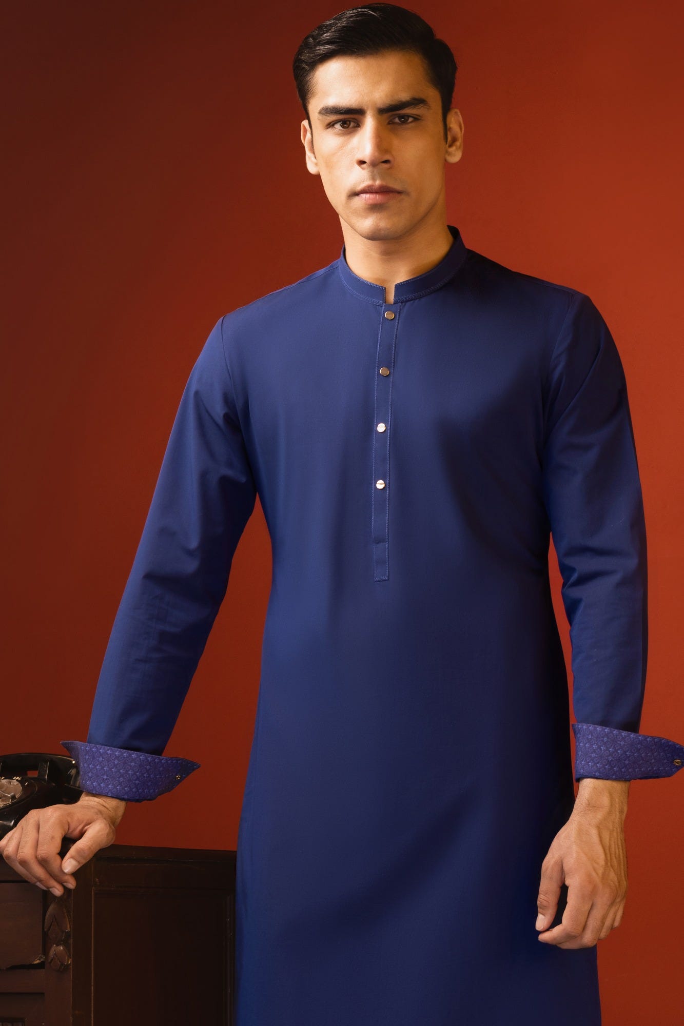 FINLAND - NAVY BLUE COTTON KURTA TROUSER
