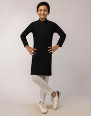 BLACK COTTON SEMI-FORMAL KURTA