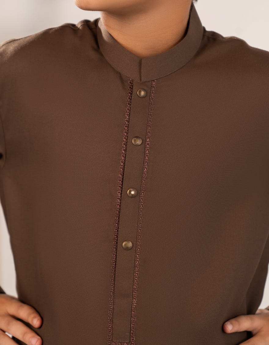 BROWN BLENDED KAMEEZ SHALWAR