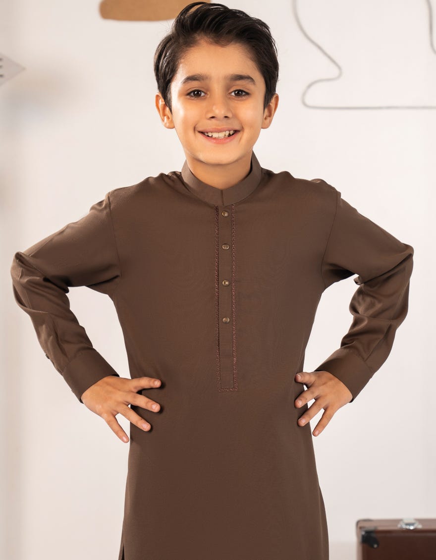 BROWN BLENDED KAMEEZ SHALWAR