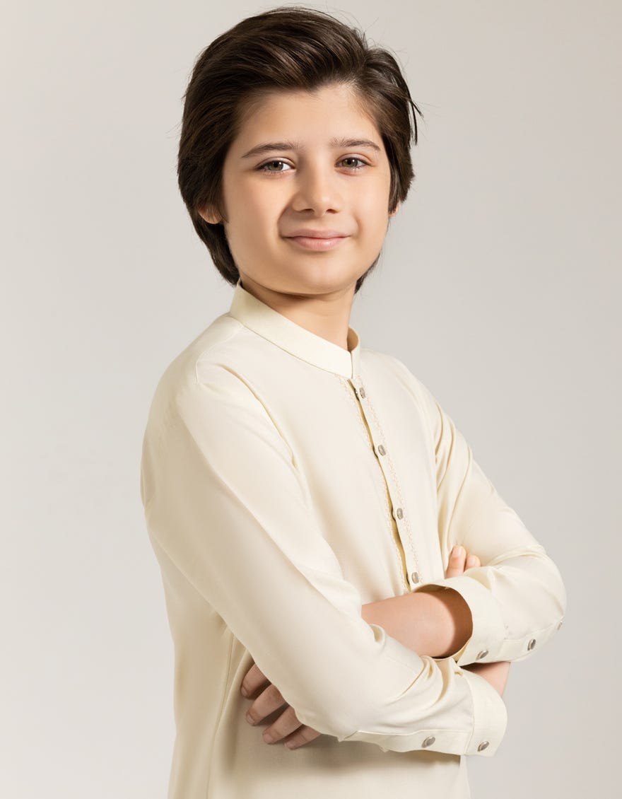 CREAM BLENDED KAMEEZ SHALWAR