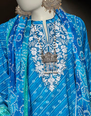 BLUE LAWN EMBROIDERED 2PC STITCHED | JLAWN-S-JDS-25-1001