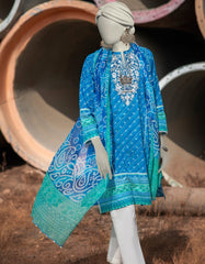 BLUE LAWN EMBROIDERED 2PC STITCHED | JLAWN-S-JDS-25-1001