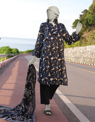 BLACK LAWN PRINTED 2PC STITCHED | JLAWN-S-JDS-25-1011