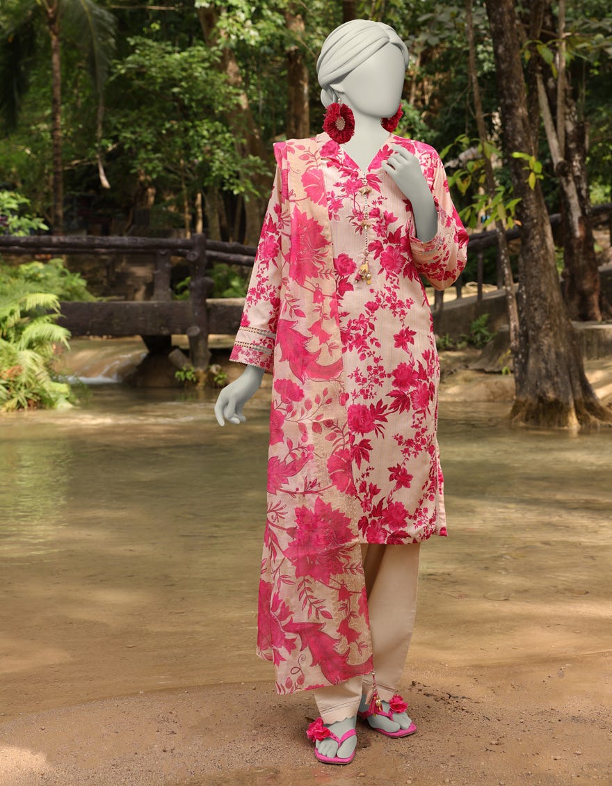 MULTICOLOR DOBBY PRINTED UNSTITCHED 2PC | JLAWN-S-JDS-25-1038