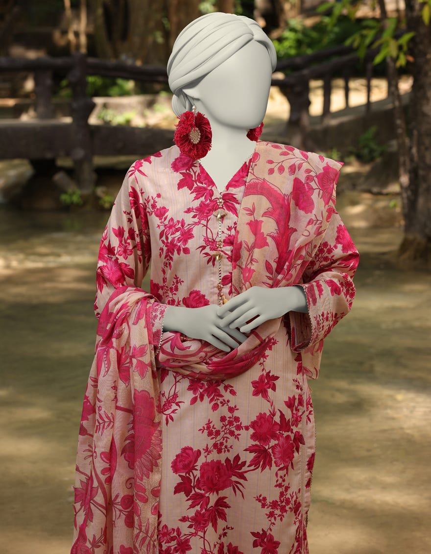 MULTICOLOR DOBBY PRINTED UNSTITCHED 2PC | JLAWN-S-JDS-25-1038