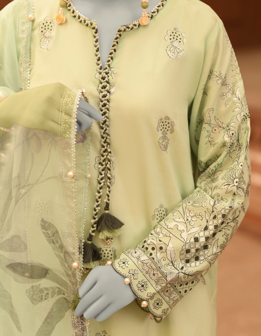 GREEN LAWN PRINTED UNSTITCHED 2PC | JLAWN-S-JDS-25-1042
