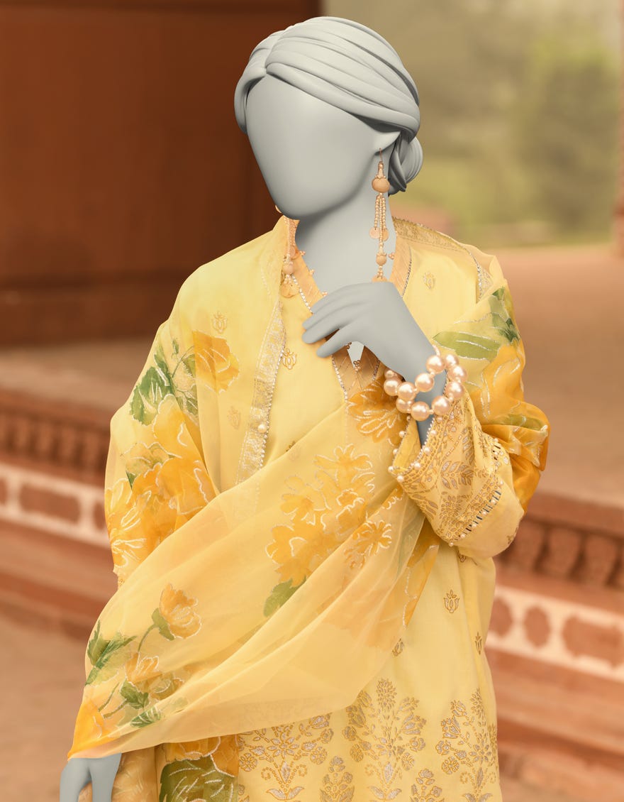 GREEN LAWN PRINTED UNSTITCHED 2PC | JLAWN-S-JDS-25-1044