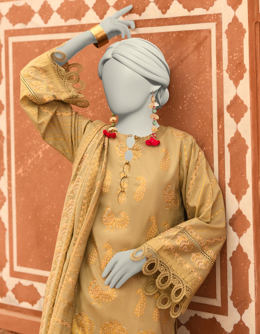 GREEN LAWN PRINTED UNSTITCHED 2PC | JLAWN-S-JDS-25-1052