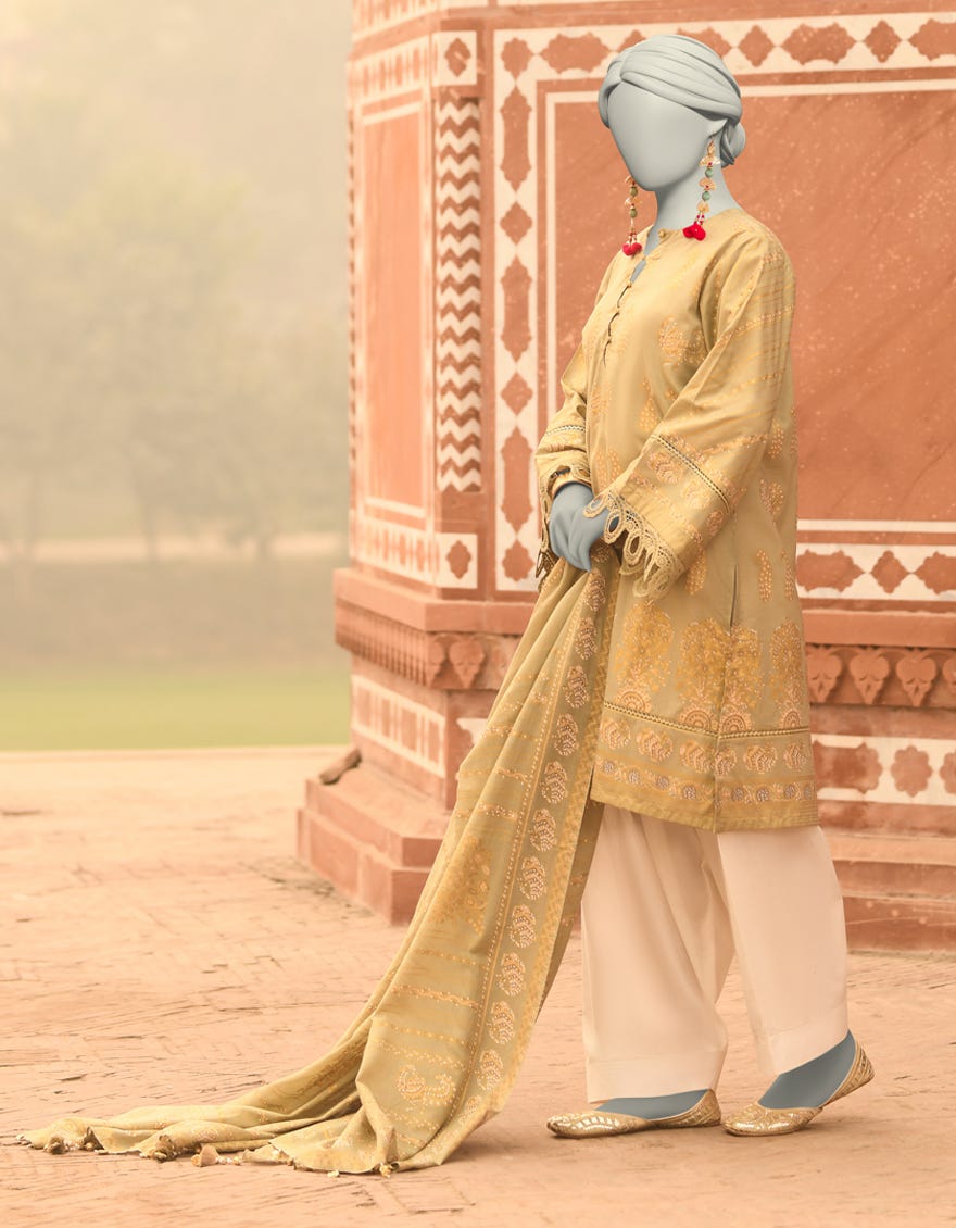 GREEN LAWN PRINTED UNSTITCHED 2PC | JLAWN-S-JDS-25-1052