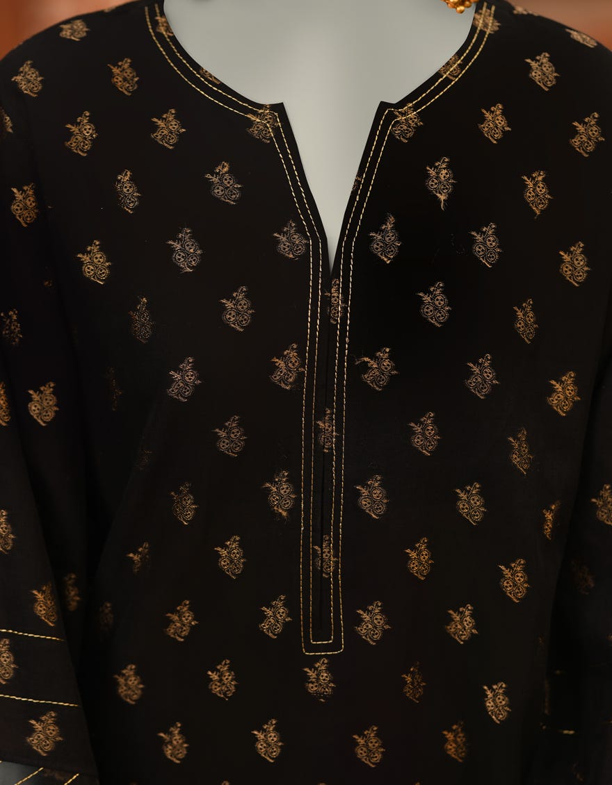 BLACK LAWN DYED UNSTITCHED 2PC | JLAWN-S-JDS-25-1053