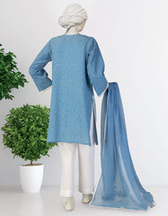 BLUE DOBBY EMBROIDERED 2PC STITCHED