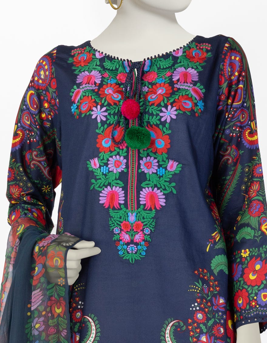 BLUE LAWN EMBROIDERED 2PC STITCHED