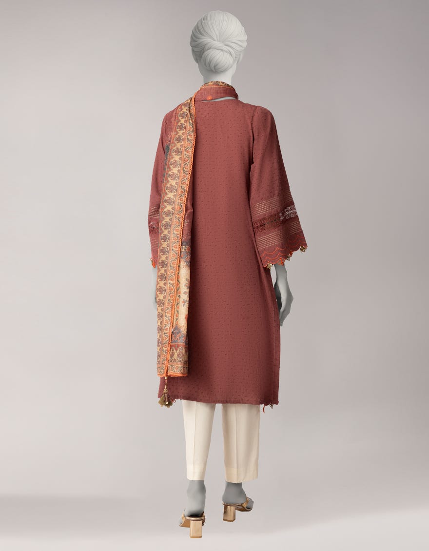 BROWN DORIA EMBROIDERED UNSTITCHED 2PC