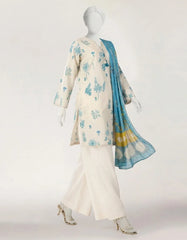 BEIGE LAWN PRINTED STITCHED 2PC