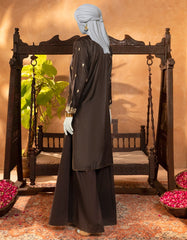 BLACK RAW SILK EMBROIDERED KURTI
