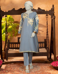BLUE COTTON NET EMBROIDERED KURTI
