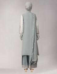 BLUE ORGANZA EMBROIDERED UNSTITCHED 3PC