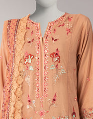 PEACH CHIFFON EMBROIDERED UNSTITCHED 3PC