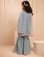 BLUE SILK EMBROIDERED 3PC STITCHED
