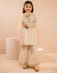IVORY SILK EMBROIDERED 3PC STITCHED