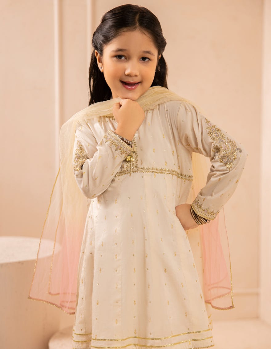 IVORY SILK EMBROIDERED 3PC STITCHED