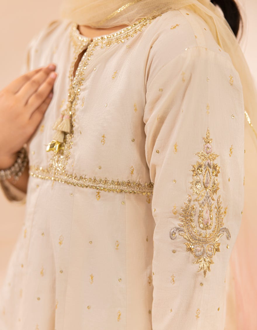 IVORY SILK EMBROIDERED 3PC STITCHED