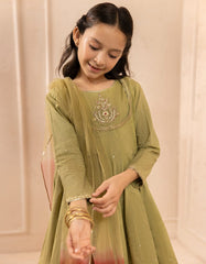 GREEN LAWN SILK EMBROIDERED 3PC STITCHED